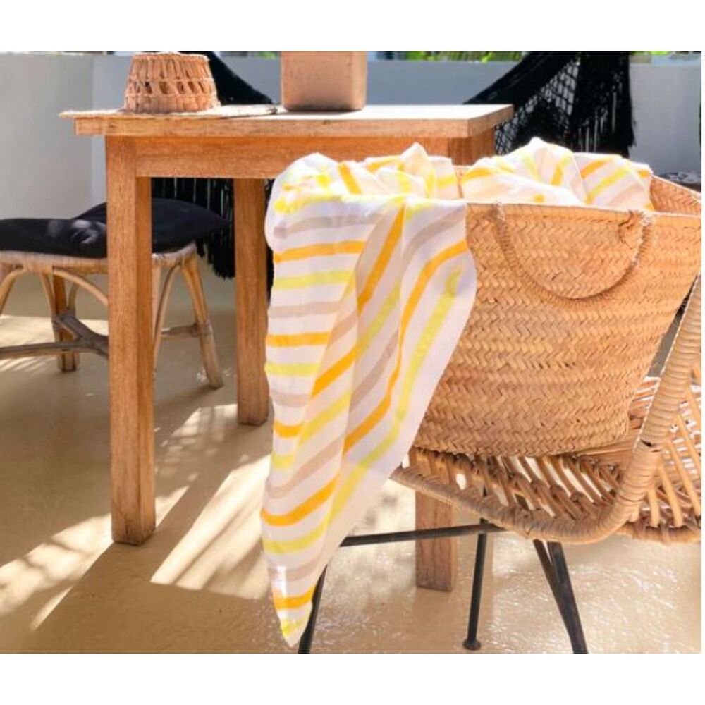 Las Bayadas Veronica Beard La Alma Towel Yelllow Combo Beach Towel NWT $46
